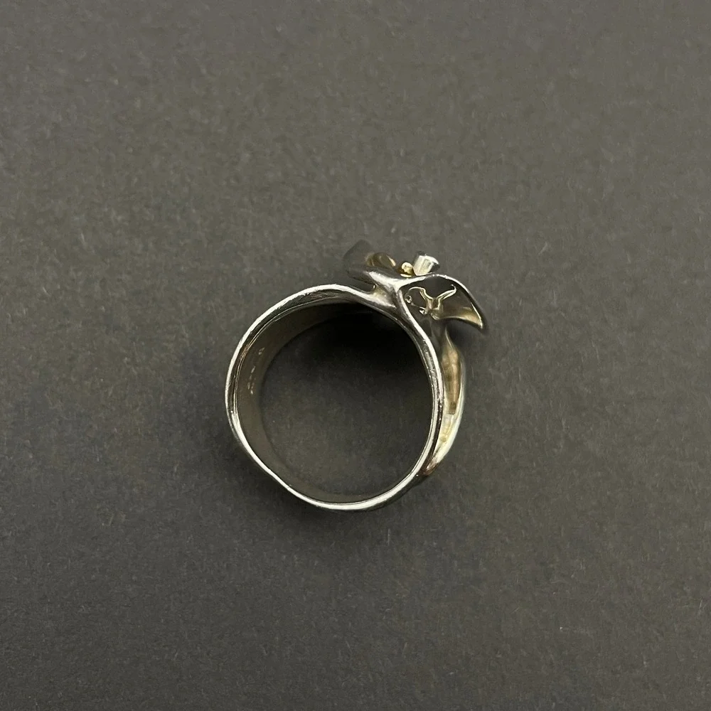 Israel Hagit Gorali Diamond Accent 14K Yellow Gold Sterling Silver‎ Heart Ring